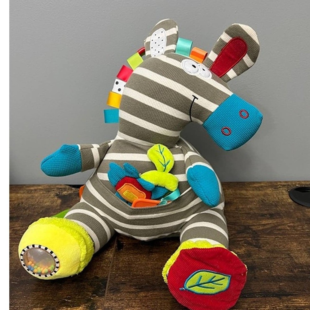 Dolce Zebra Activity Plush Sensory Baby Toy Rattle Teether‎ Striped  95123
